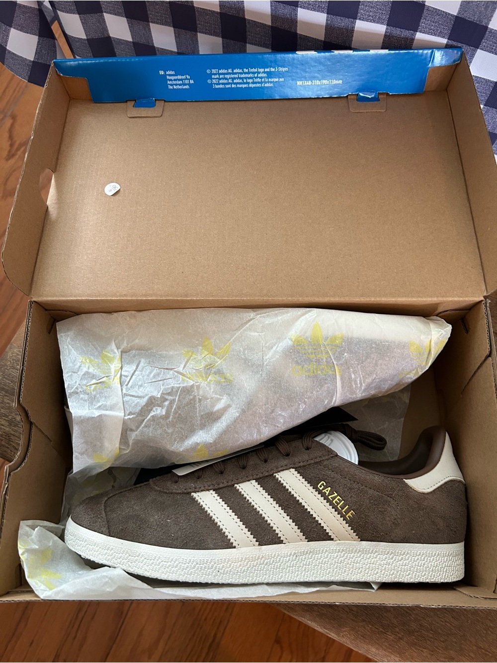 adidas Brown Suede Gazelle Sneakers with White Stripes